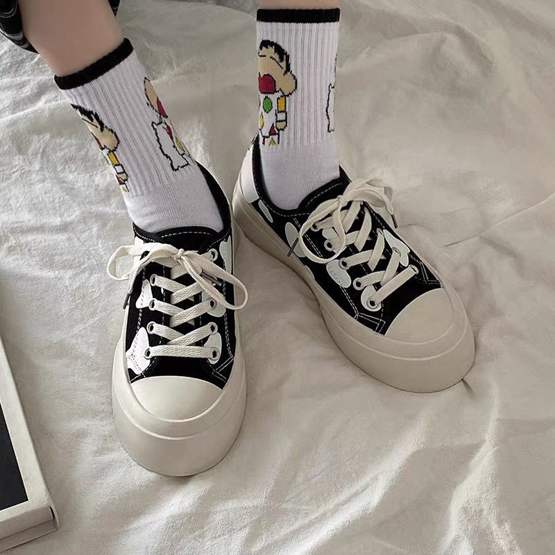 Giày thể thao nữ bò sữa có 2 màu đen &amp; trắng vải canvas dáng basic phong cách ulzzang hàn quốc đẹp giá rẻ hot 2021