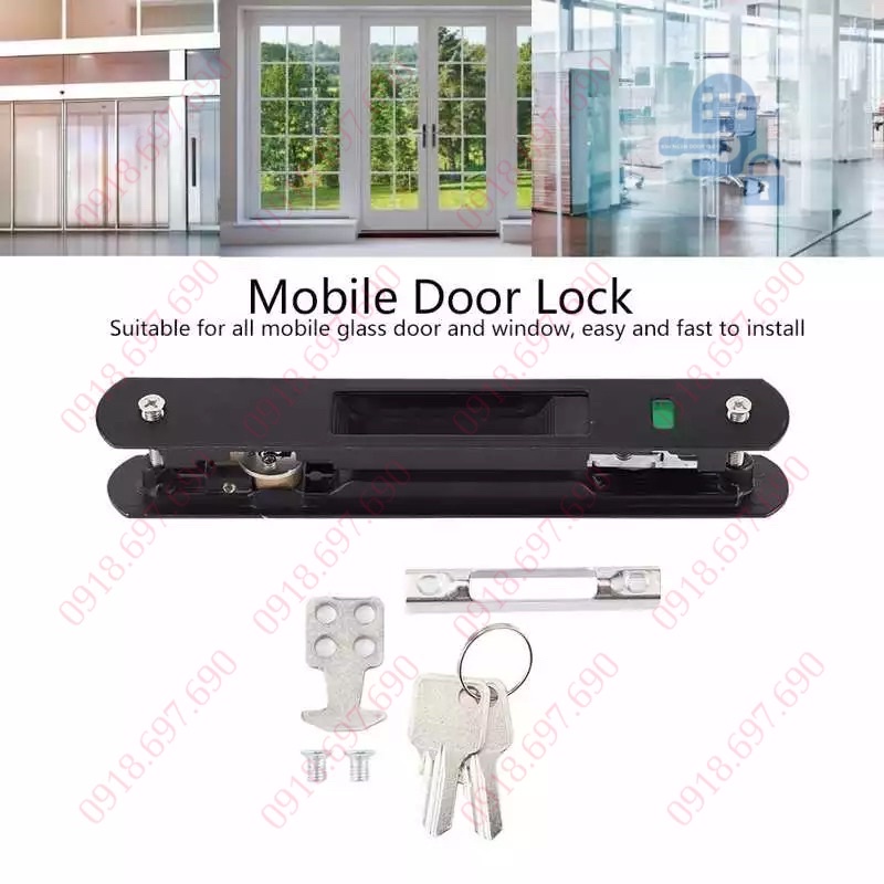 Khoá cửa đi lùa nhôm xingfa hàng cao cấp Khoá sập 2 mặt có chìa cửa lùa xingfa