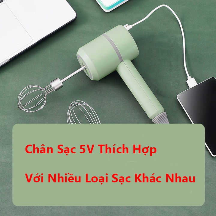 Máy đánh trứng không dây cầm tay EMPOLE công suất 20W tặng kèm 2 đầu đánh khác nhau