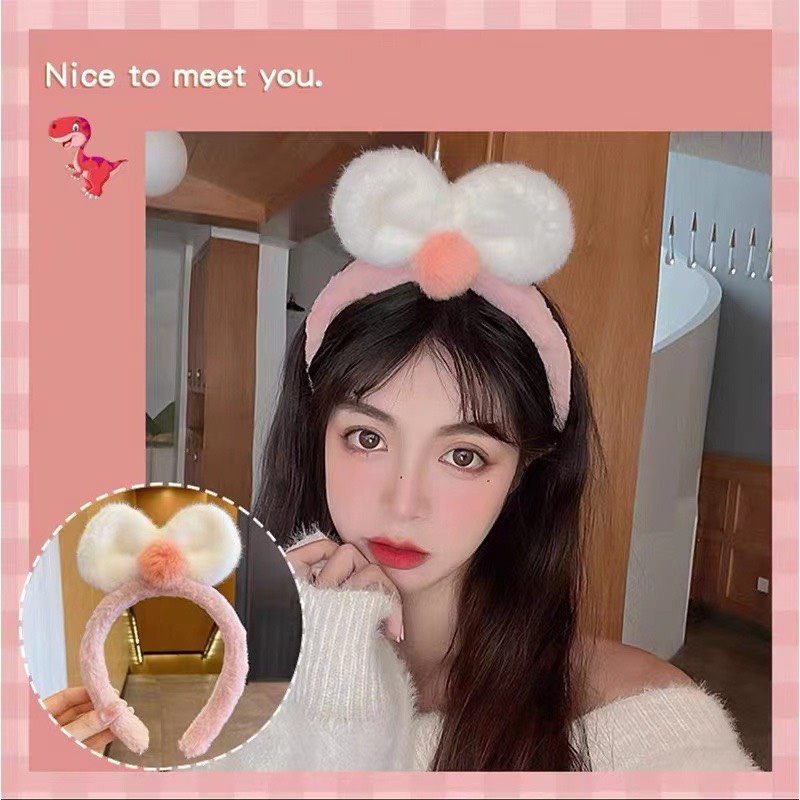 CC72 Cài tóc nữ băng  đô bờm tóc nữ Nơ nhung chục bông tròn nhỏ xinh
