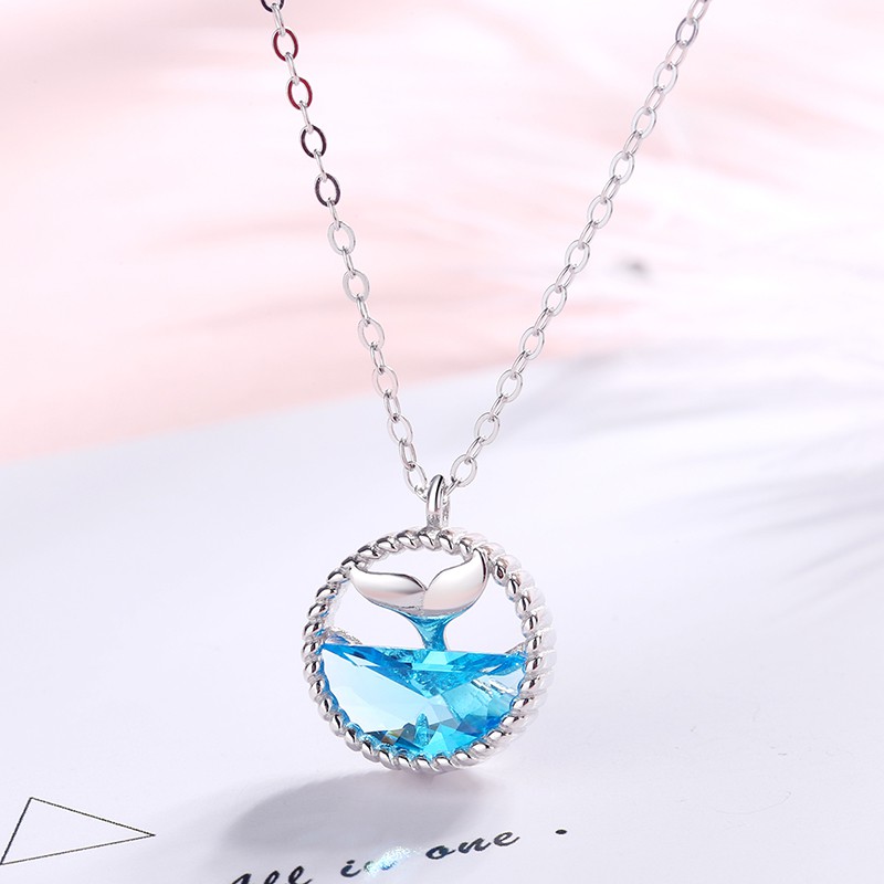 vòng cổ Mạ Bạc 925 Mặt Hình Giọt Nước Đính Đá B529