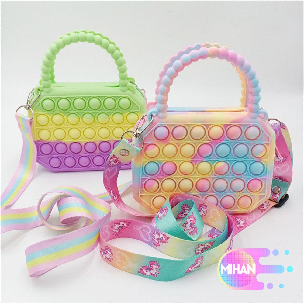Túi xách đeo vai bằng silicone màu cầu vồng MIHAN1