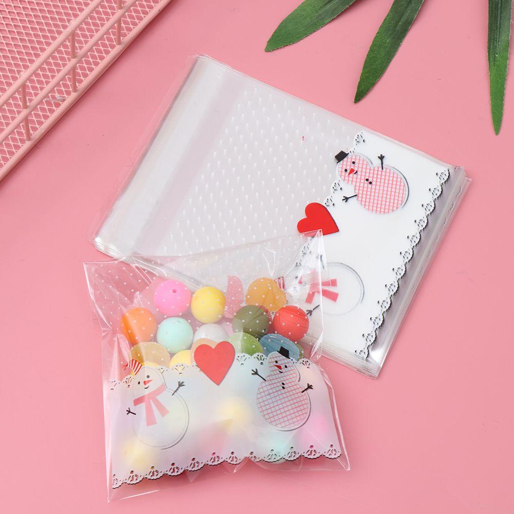 WTTLE Set 100 Túi Nhựa Đựng Bánh Quy Tự Dính Họa Tiết Giáng Sinh