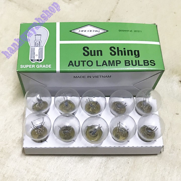 Hộp 10 Bóng Đèn Phanh Đèn Thắng Ô Tô Chân Cài 2 Tóc 12V 24V 21W