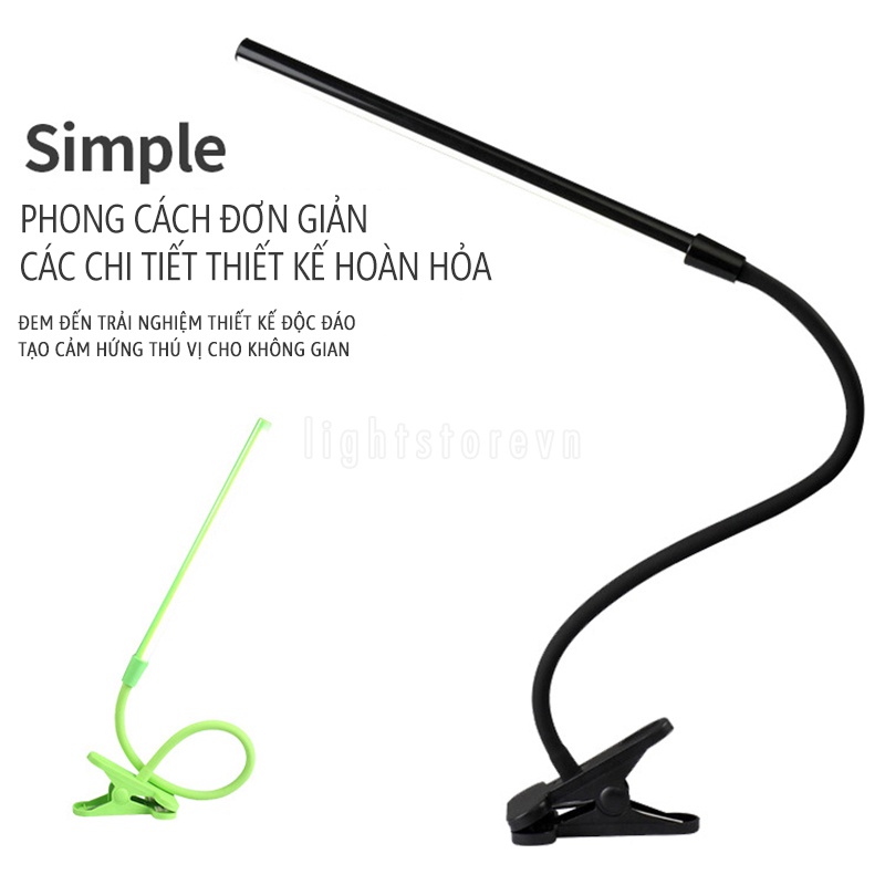 Đèn bàn làm việc, đọc sách LILY SIMPLE LED chống cận đèn học kẹp bàn phong cách hiện đại nguồn USB DB06