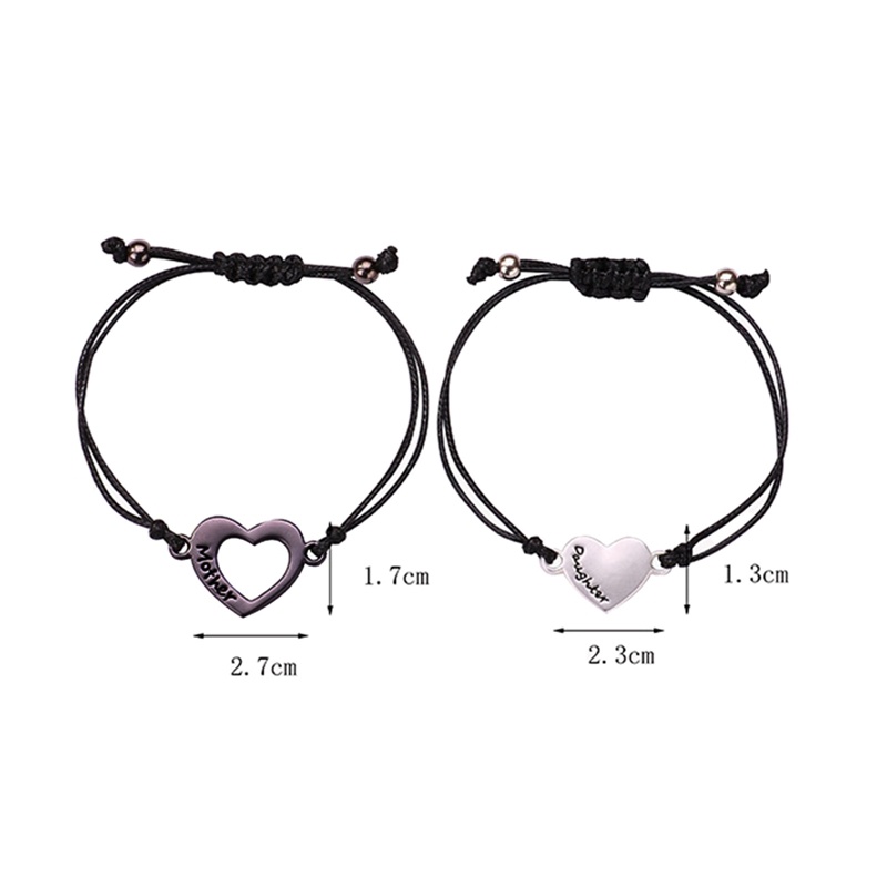 Set 2 Vòng Tay Kim Loại Mặt Khắc Chữ Ý Nghĩa Cho Mẹ Và Con Gái