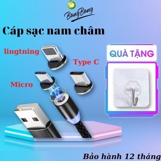 Cáp sạc nhanh nam châm 3 loại cổng có đèn báo xoay 360 độ