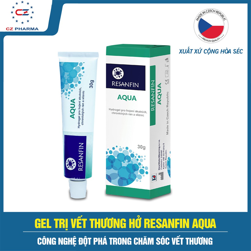 Gel trị vết thương hở RESANFIN – Sát khuẩn và lành vết thương, vết loét tỳ đè, tiểu đường, vết bỏng [Hàng Séc]