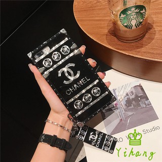 Ốp điện thoại nhựa cứng hình vuông có dây đeo cho Samsung Galaxy A50 A30 A20 A10 M20 M10 J6 J4 2018 J7 J3 Pro Prime