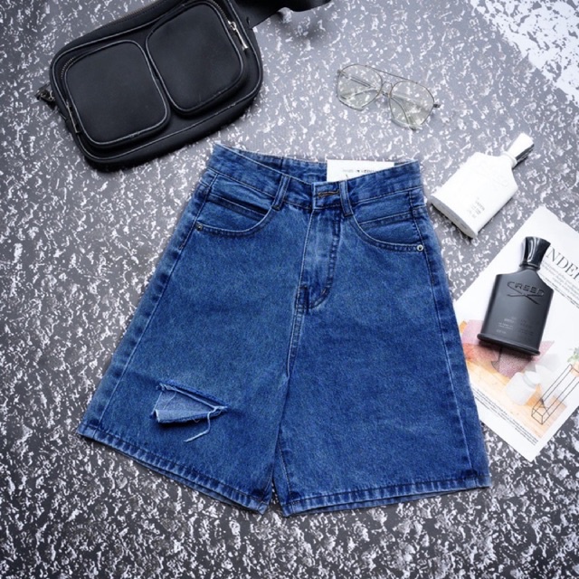 QUẦN SHORT JEANS NGỐ BIGSIZE VNXK✈️FREESHIP Quần Sọc Nữ Ngố Rách Nhẹ Bigsize Ms 47