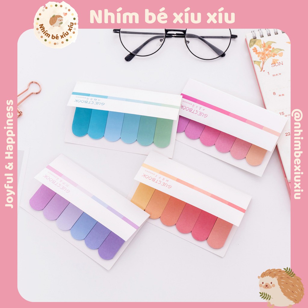 Sticky note/giấy ghi chú/đánh dấu trang màu cầu vồng TN46