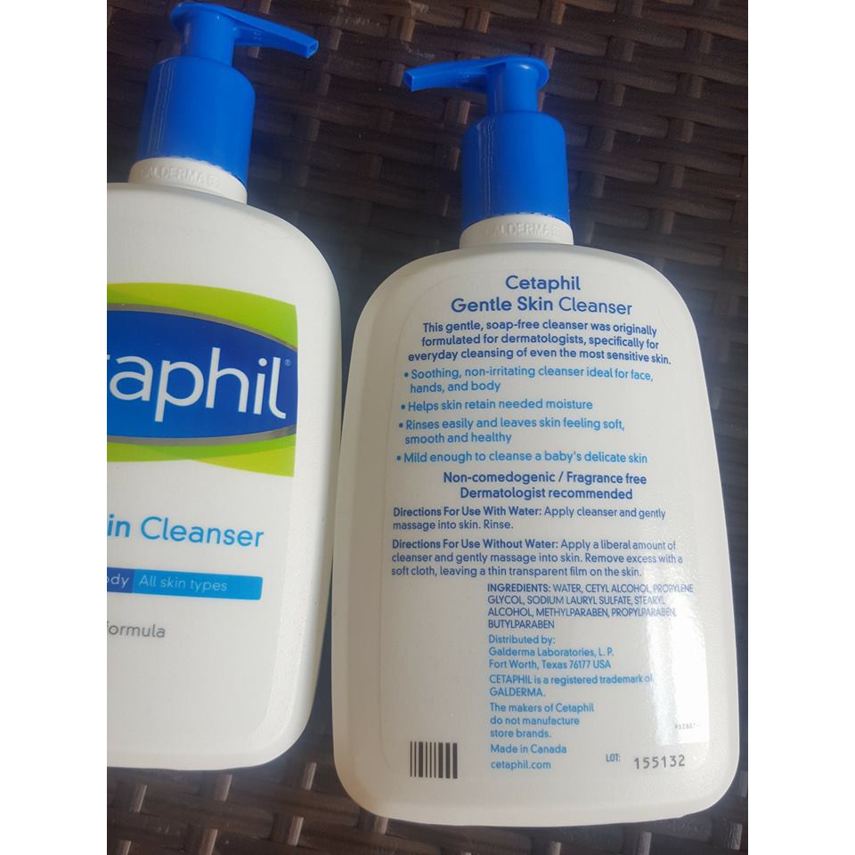 Dầu tắm và rửa mặt cho da nhạy cảm 2 in 1 Cetaphil Gentle Skin Cleanser 591ml cho người lớn hoặc trẻ em sản xuất mỹ