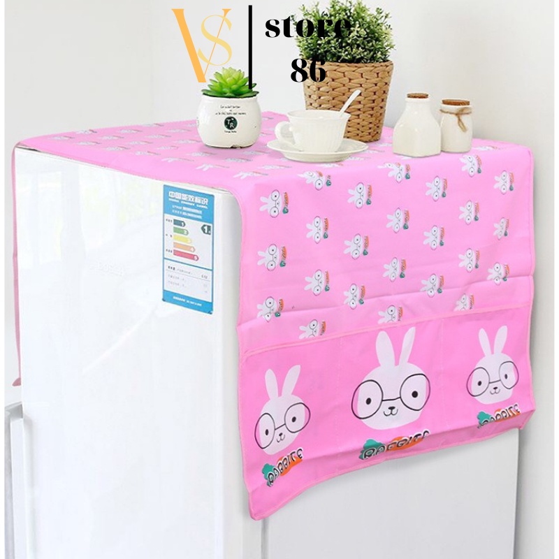 Tấm Phủ Vóc Tủ Lạnh Bạc Phủ Tủ Lạnh Chống Nuớc Chống Bụi Trang Trí Nhà, Có Ngăn Đựng Đồ