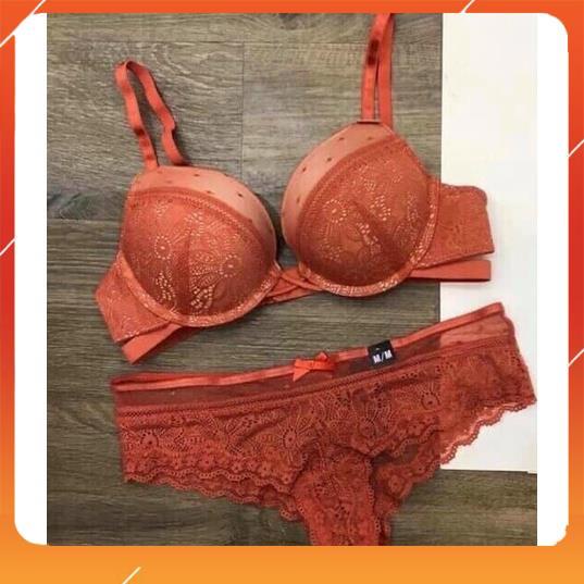 Set bộ đồ lót nữ Pinkk cao cấp áo có gọng cup chéo, chất liệu ren họa tiết hoa thêu, đệm mút dày. Mã B11820