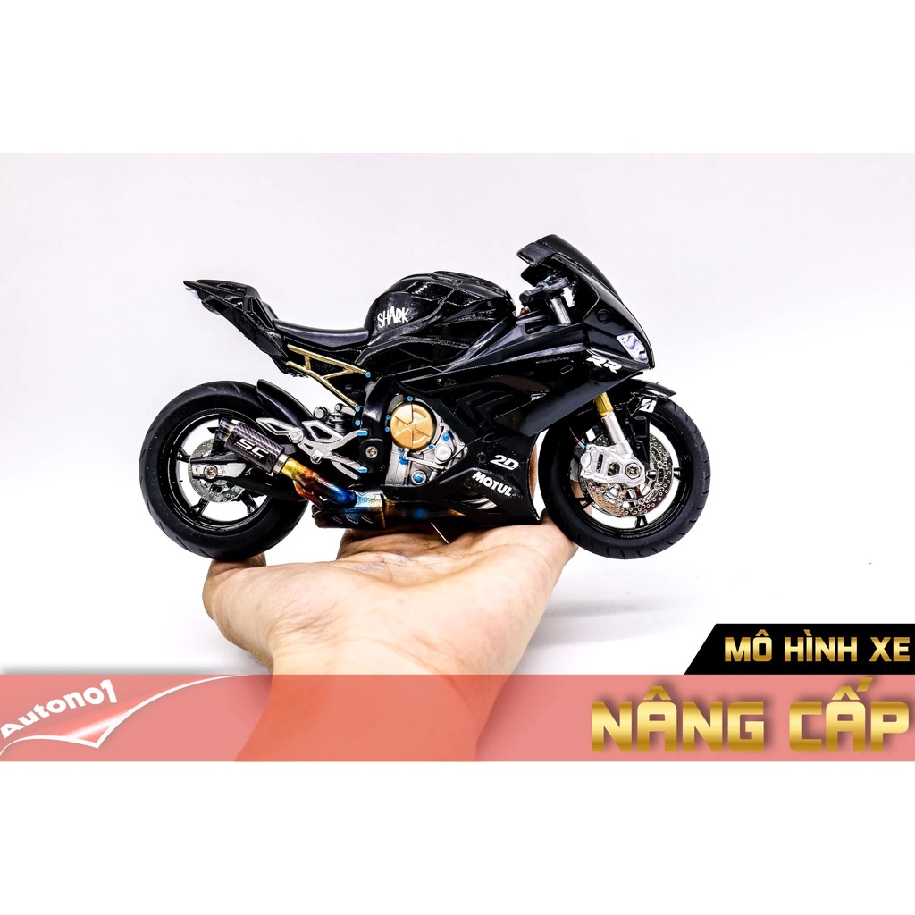 MÔ HÌNH XE ĐỘ BMW S1000RR BLACK ĐỘ DECAL PÔ SC AUTONO1 D124