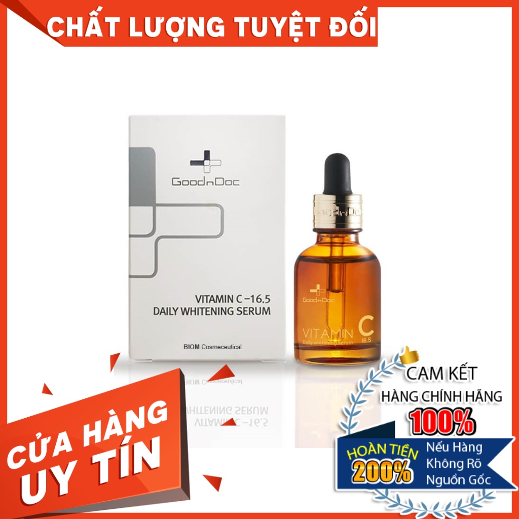Serum dưỡng trắng sáng da, giảm thâm nám sạm da, chống lão hóa Goodndoc Vitamin C 16.5 Daily Whitening