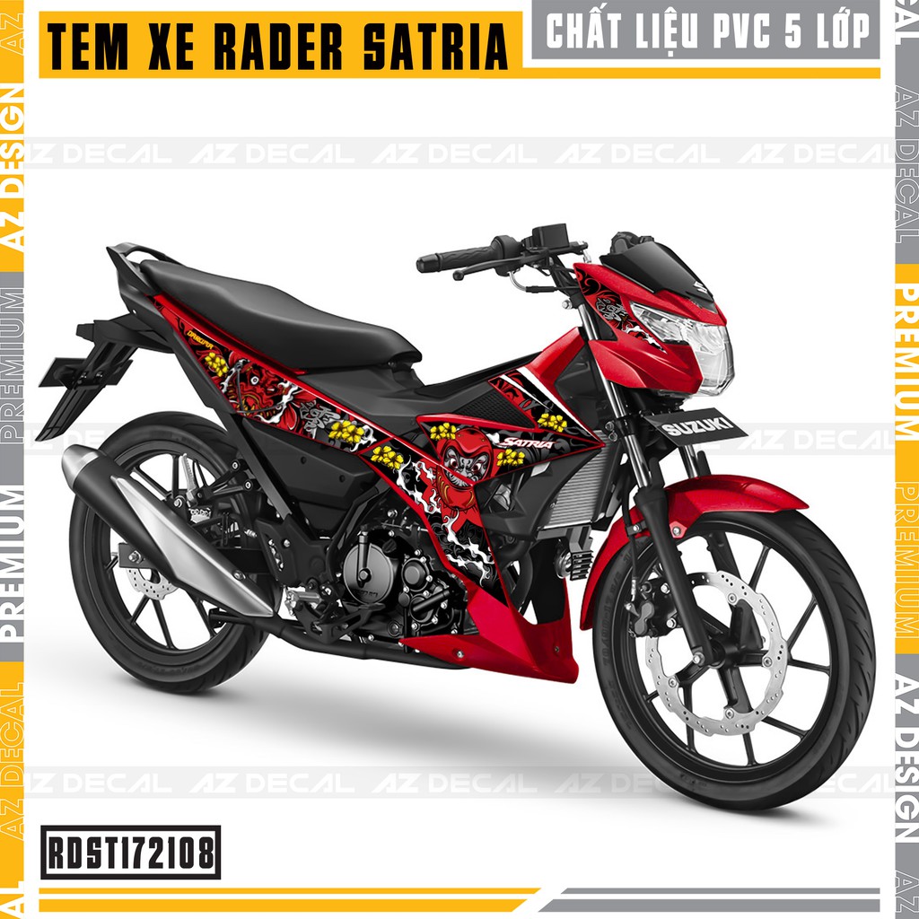Tem Rời Xe Suzuki Raider/Satria Mẫu Satan | RDST172108 | Decal Dán Xe Raider Đỏ Đen, Đỏ Trắng, Xanh Đen