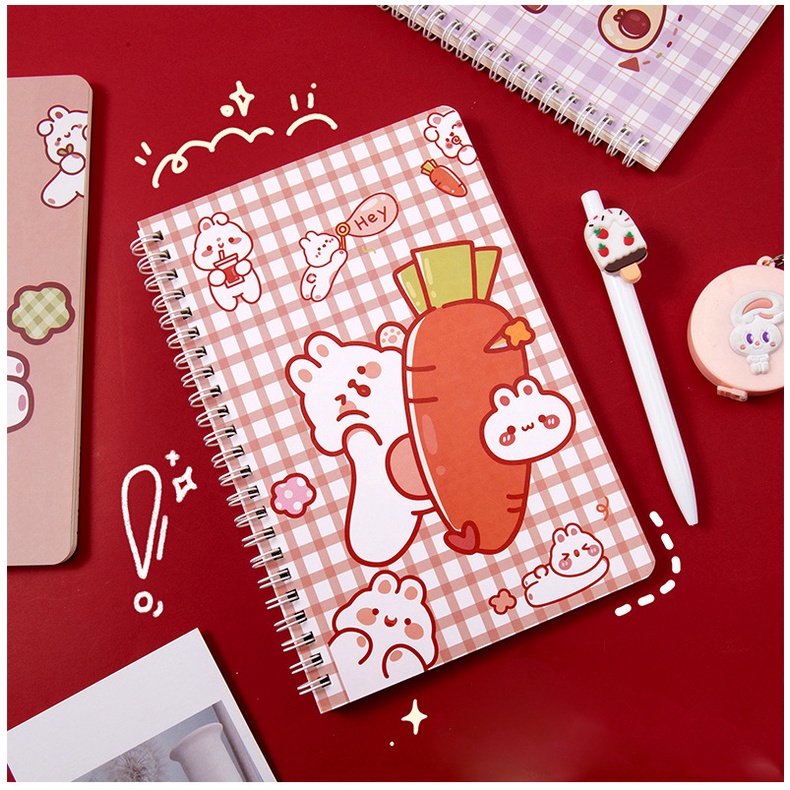 Sổ Tay Cute Lò Xo A5 Ruột Kẻ Ngang, Hình Cartoon Đáng Yêu,120 trang