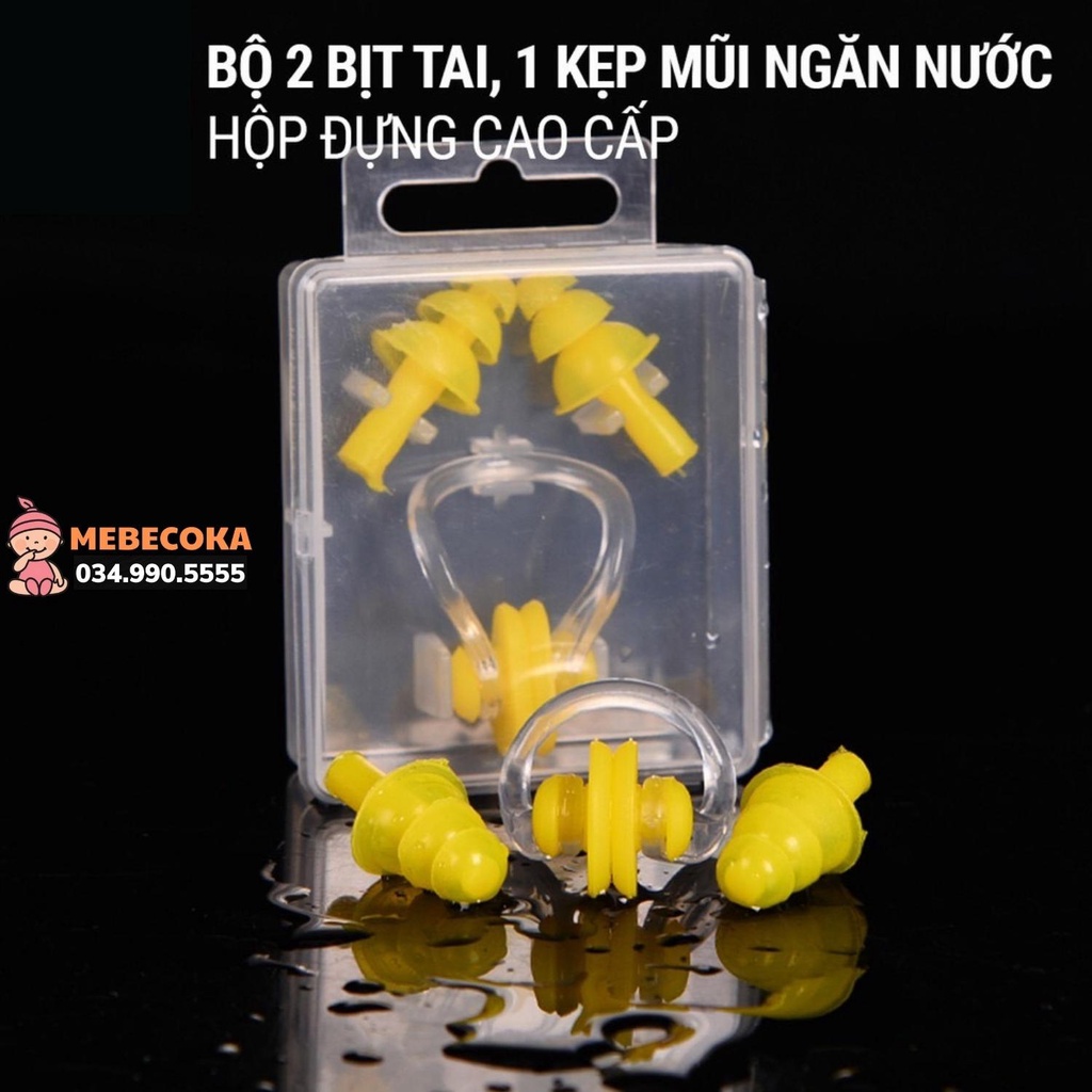 Bịt tai kẹp mũi ngăn nước khi bơi lội, sử dụng cùng kính bơi mũ bơi nón bơi