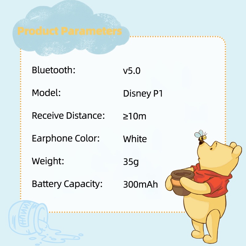 Tai nghe bluetooth Disney P1 không dây chống nước khử ồn cảm ứng thông minh có micro âm thanh hifi
