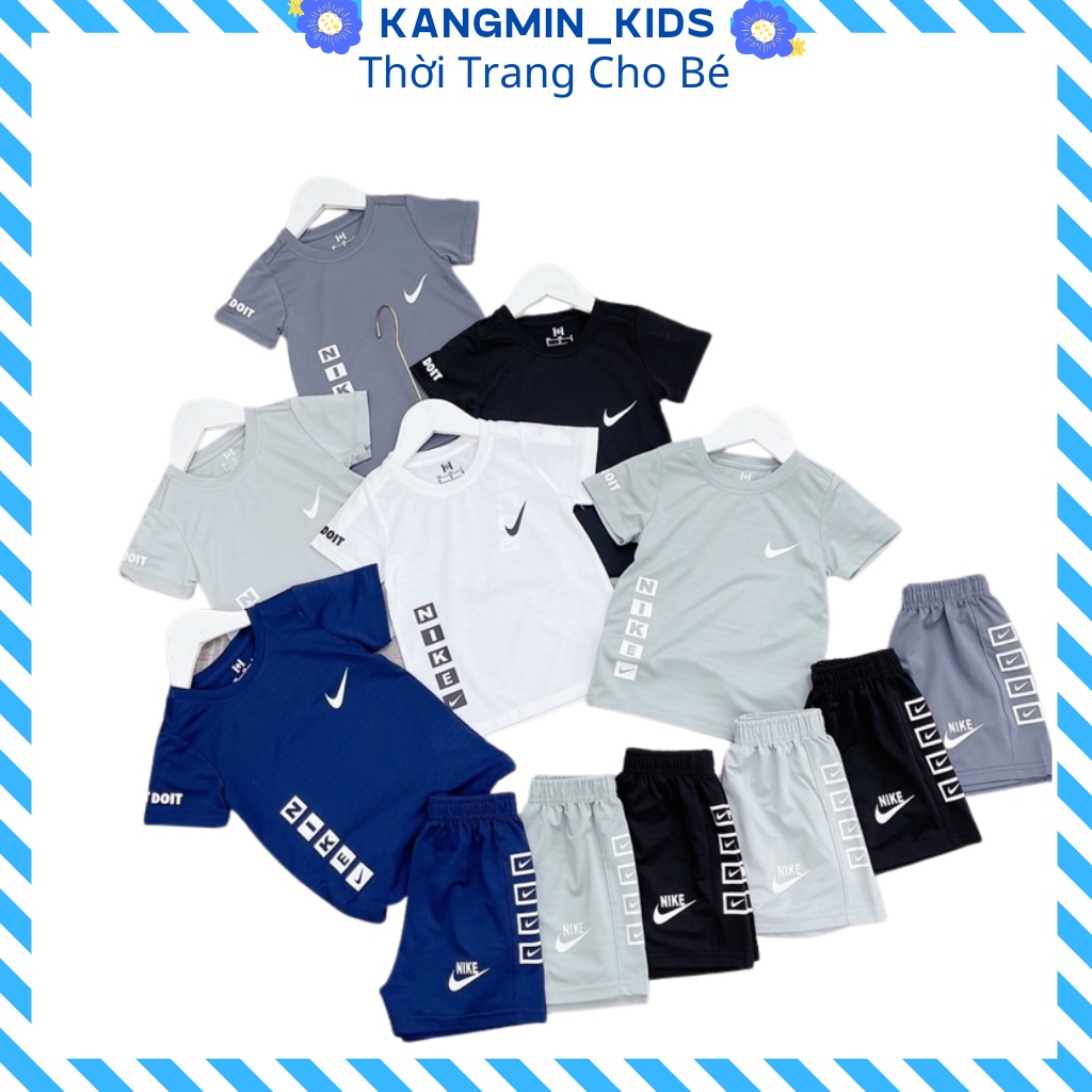 Bộ thể thao bé trai Kangminkids, quần áo bé trai cộc tay chất Thun Cotton siêu mát cho bé 6-28kg