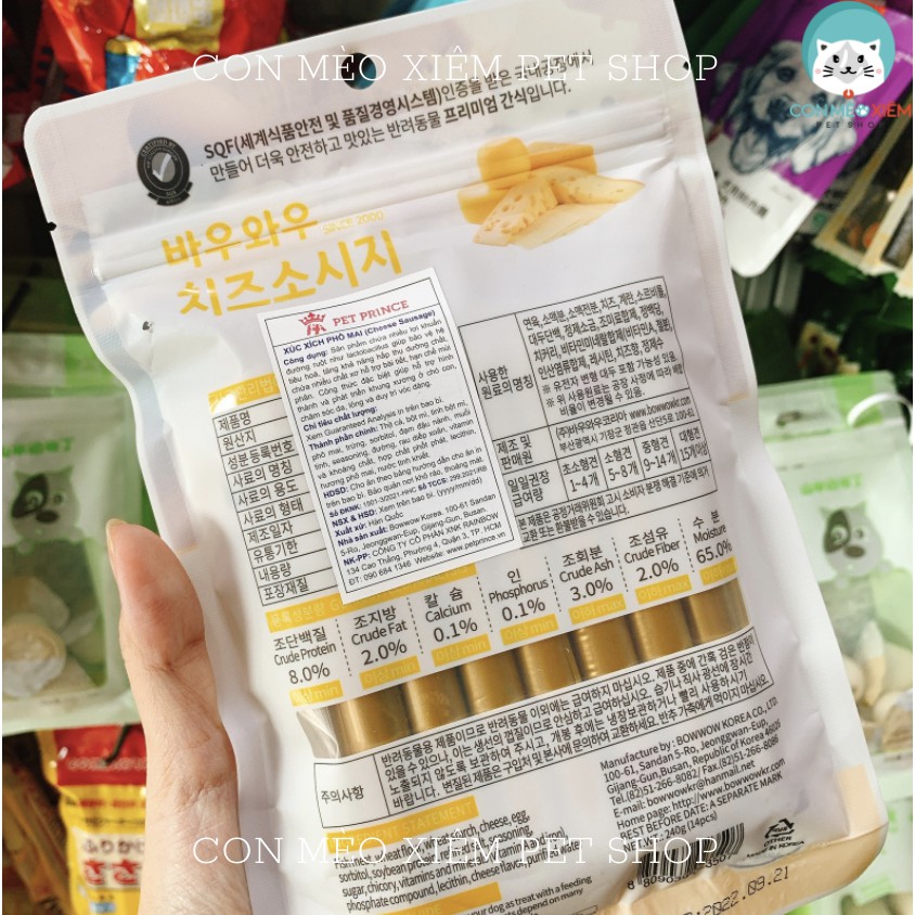 Xúc xích phô mai cho chó Bow wow 240g, thức ăn vặt dinh dưỡng tăng cân cún lớn nhỏ Con Mèo Xiêm