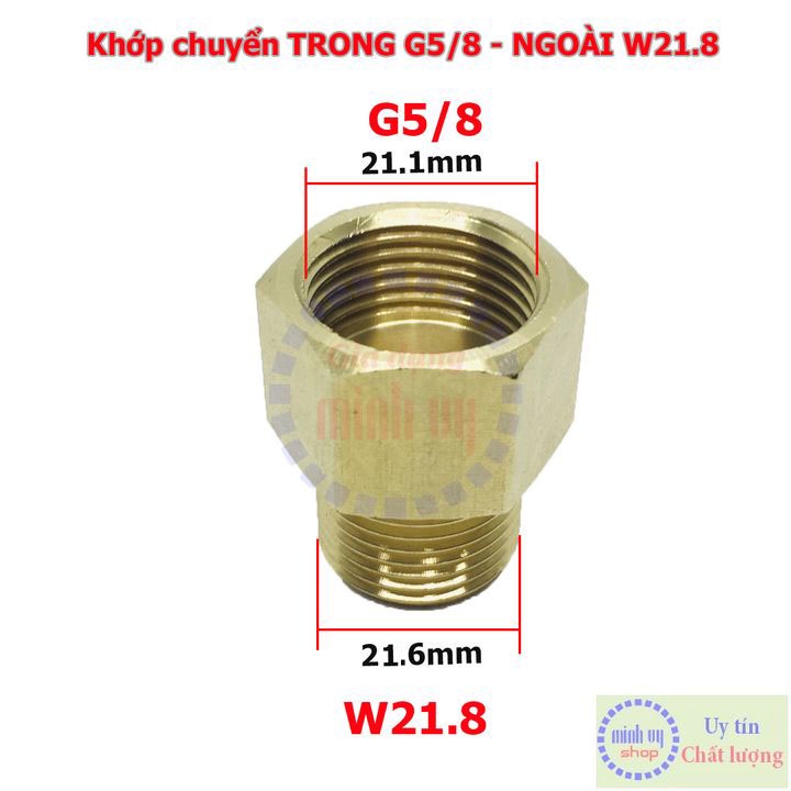 Khớp chuyển G5/8 (23) sang các chuẩn G1/2 M14x1.5 W21.8 -Đầu chuyển ren van điện