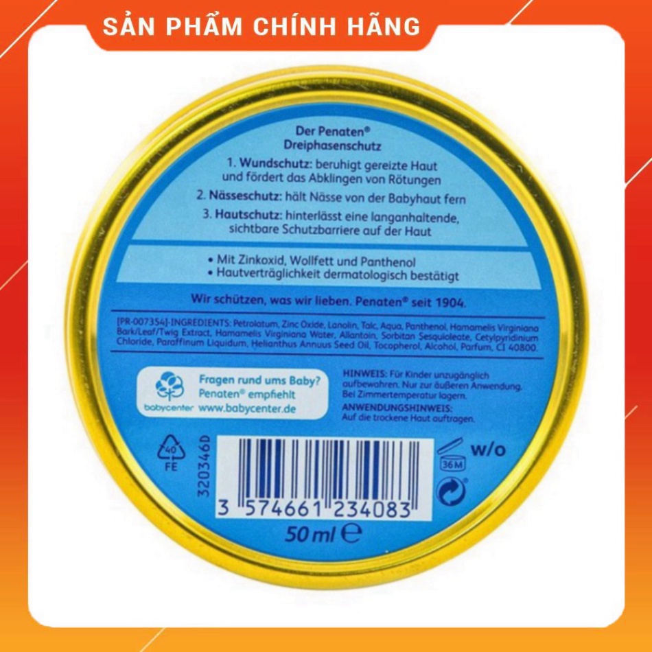 Kem chống hăm Penaten  Phòng và Ngăn Ngừa hăm da giảm ngứa rát, mẩn đỏ cho bé, 50ml