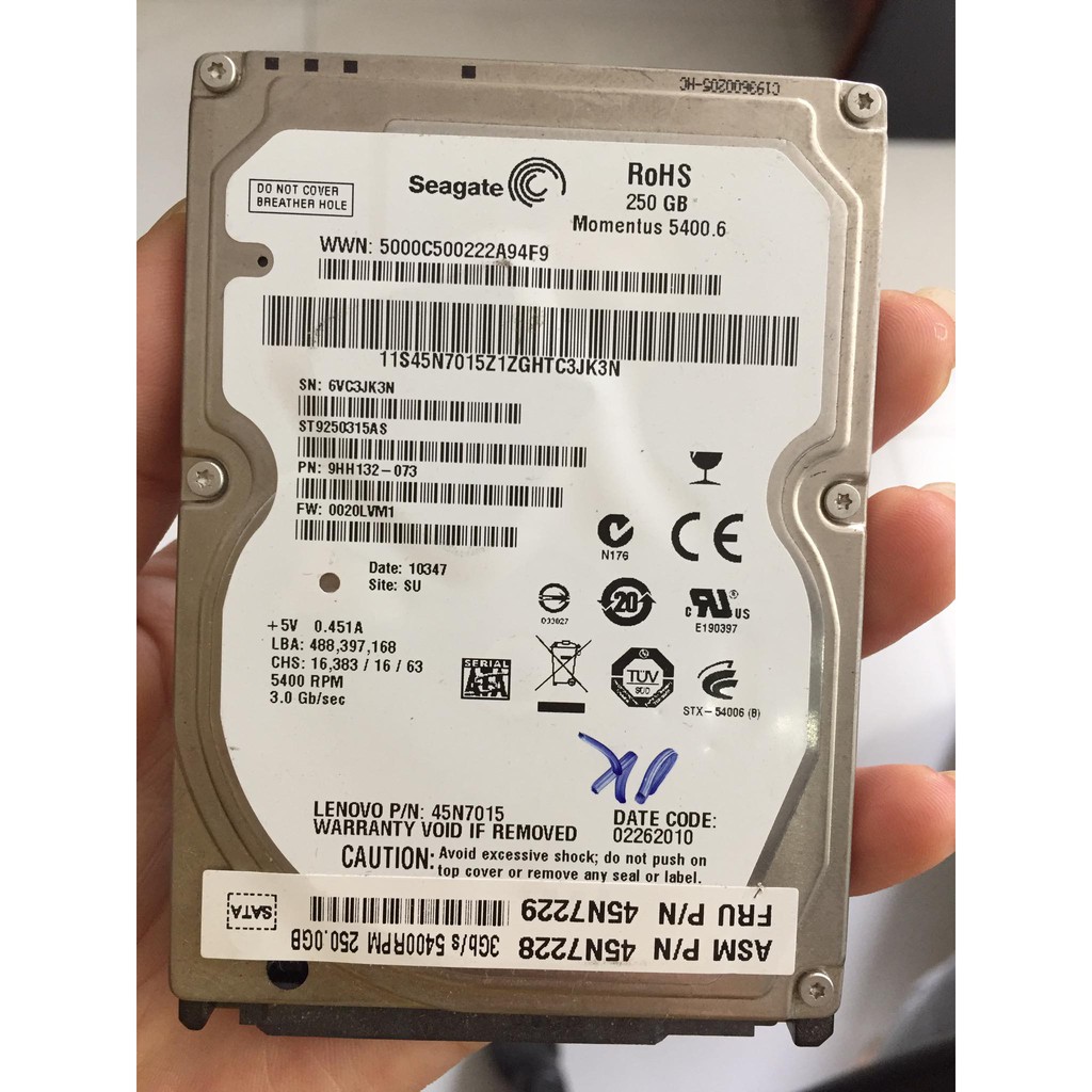 Ổ cứng laptop 250GB HDD cũ