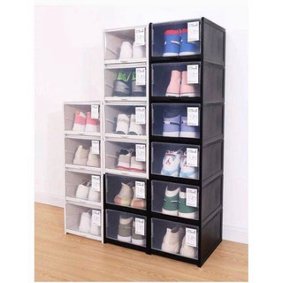 [Deal sốc ] Hộp nhựa đựng giày nắp nhựa trong suốt Viền Trắng - size nữ tặng Tặng túi Hút Ẩm