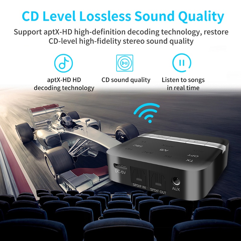 Bộ Chuyển Đổi Âm Thanh Hsv Audio Csr8675 Bluetooth-Compatible V5.0 2 Trong 1