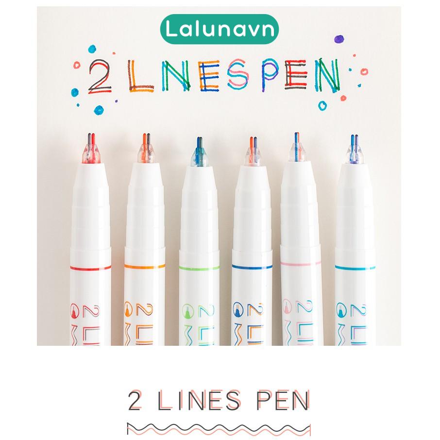 Bút mực hai ngòi double line 0.5mm, trang trí sổ tay nhiều màu sắc, bullet journal cho học sinh Lalunavn - A31