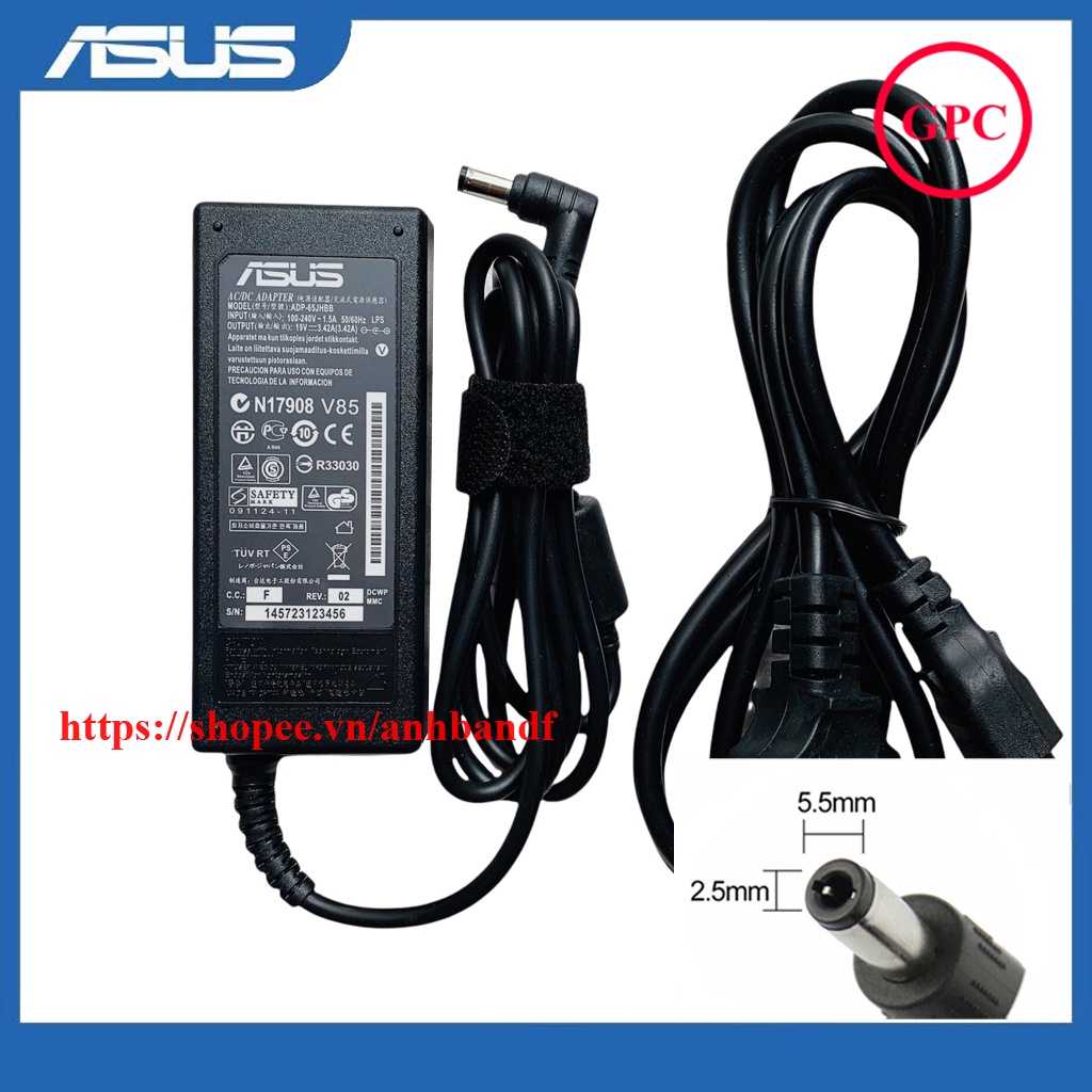 ⚡️[Sạc zin] Sạc Laptop Asus 19V - 3.42A - 65W chân to ký hiệu đầu sạc Φ5.5*2.5mm