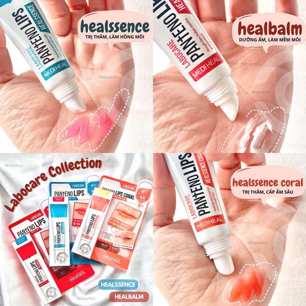 Son dưỡng ẩm, làm hồng môi Mediheal Labocare Pantenolips Healssence Xanh đỏ cam 10ml chính hãng công ty có hóa đơn