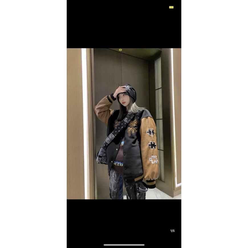 Áo khoác bomber jacket nam nữ Đen tay Nâu  2 lớp, chất nỉ bông siêu đẹp, Phong cách Hàn Quốc | BigBuy360 - bigbuy360.vn