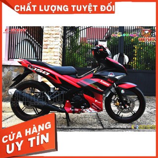 Tem trùm xe exciter 150 leovin đỏ đen