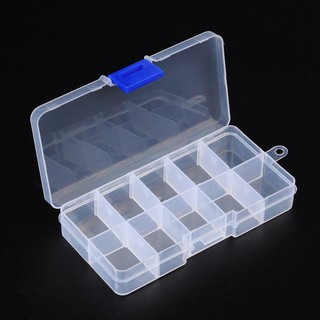 Ready Stock 1 Set Rectangle Clear Transparent 10 Compartments Grid Case Organizer Container Storage Display Package Box 7x13x2.3cm for Jewelry Beads Small Itmes Findings
