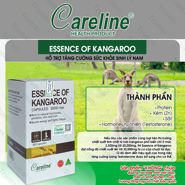 Viên uống bỏ thận tráng dương tăng cường sinh lý nam Careline Essence Of Kangaroo 30000max giúp sinh tinh tăng ham muốn