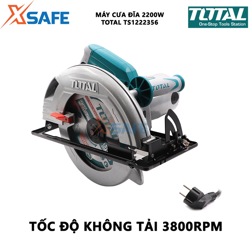 Máy cưa gỗ đĩa tròn cầm tay TOTAL TS1222356 công suất 2200W, điện thế 220V, kích thước lưỡi 235mm, tốc độ 3800rpm