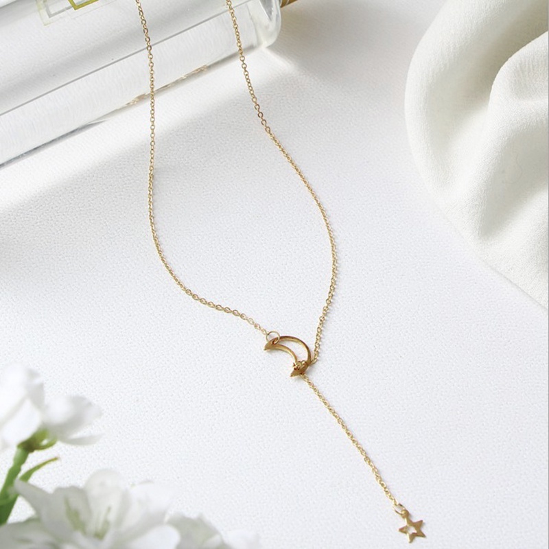 Vòng cổ Mặt Trăng Và Ngôi Sao Thiết Kế Đơn Giản Cho Nữ