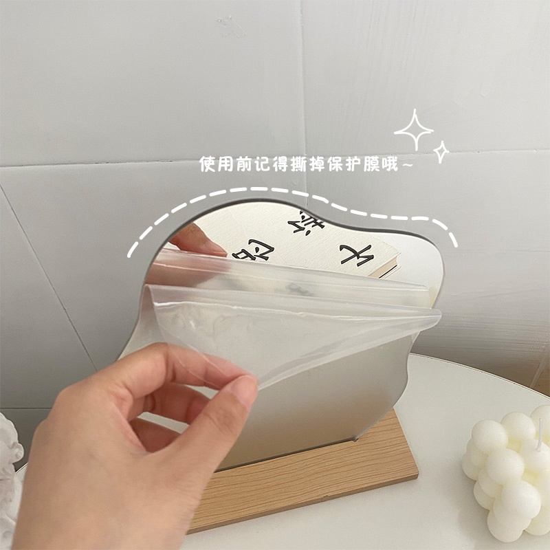 Gương để bàn trang điểm hình đám mây và hạt đậu đế gỗ decor phòng xinh xắn - Peehomedecor