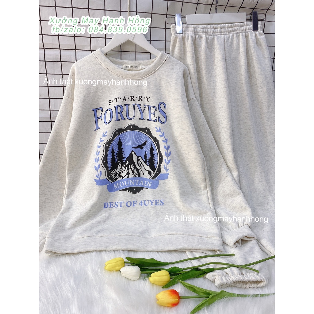 Set bộ nỉ bông Foruyes kèm quần nỉ jogger lót bông ấm,Set bộ nỉ COSMOS dài tay phong cách Hàn Quốc - Xưởng May Hạnh Hồng | BigBuy360 - bigbuy360.vn