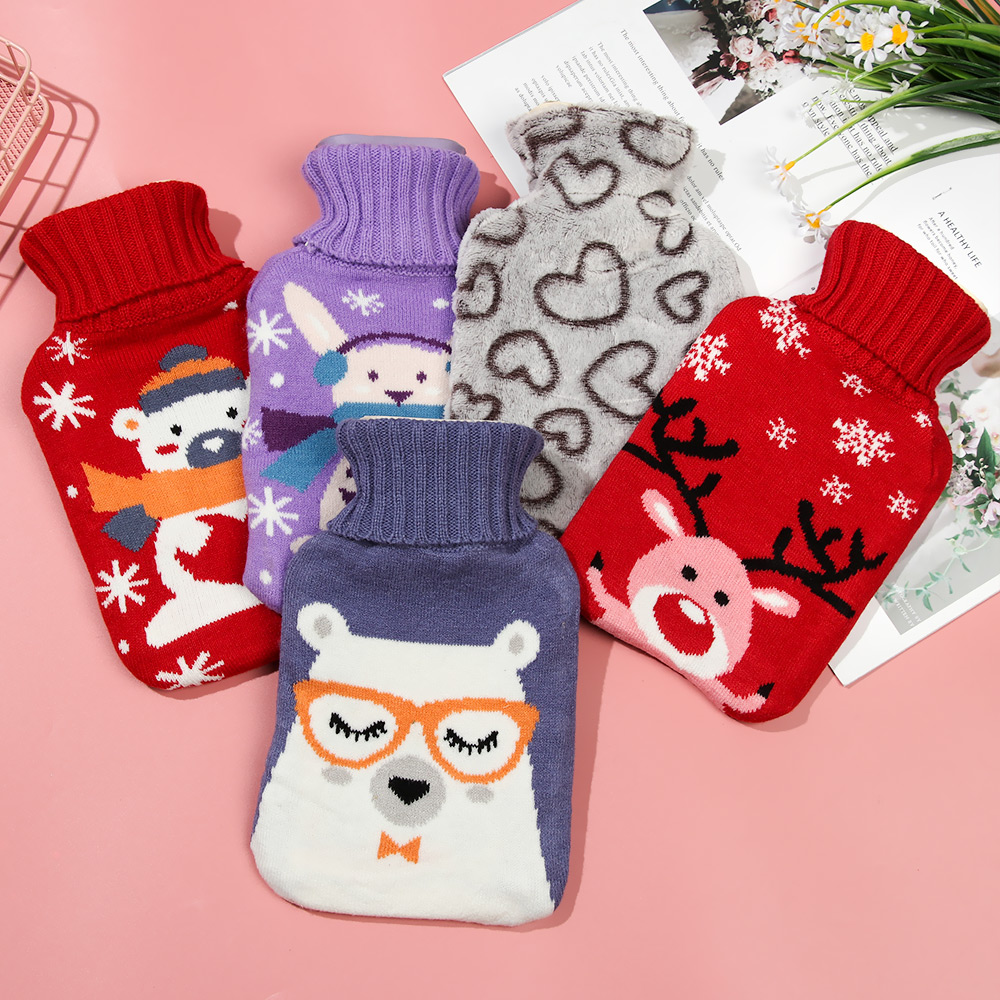 Túi Đựng Nước Nóng Chườm Ấm Bụng 1000ml Họa Tiết Hoạt Hình Dễ Thương Cho Nữ