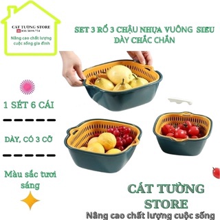 SET RỔ 6 MÓN Kèm Chậu Đựng Đồ Combo Set Chậu Và Rổ Nhựa Vuông, Tròn Đựng Rau Lẩu Bền Bỉ Chắc Chắn