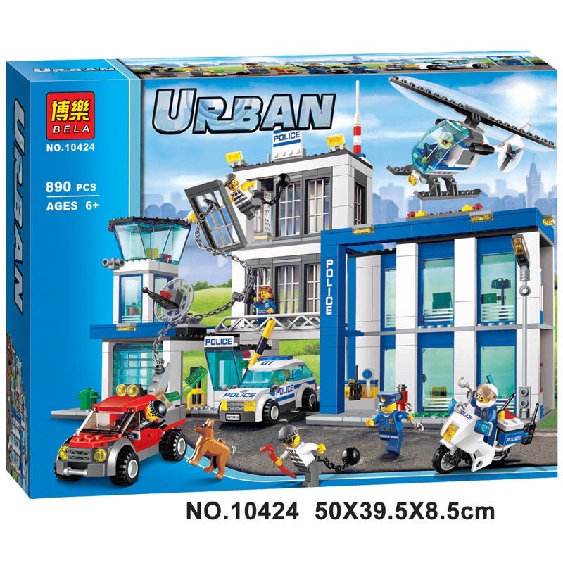 Lắp ráp nonlego City Bela 10424/6065 Xếp Hình Trụ Sở Cảnh sát Lớn 936 Mảnh