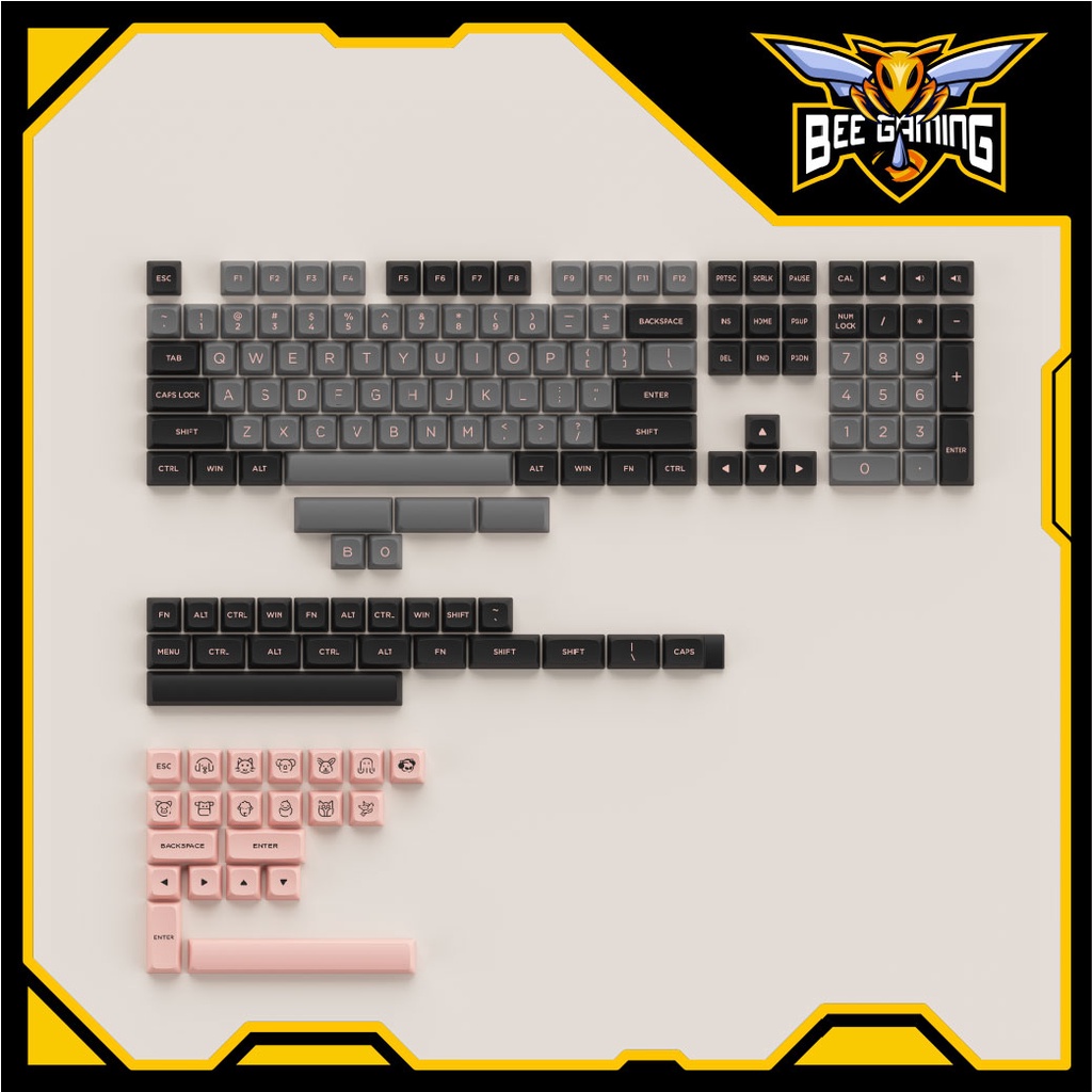 [Mã 33ELSALE hoàn 7% xu đơn 300k] Bộ keycap AKKO Black Pink - Chất liệu PBT Double Shot - 155 nút (ASA Low-profile)