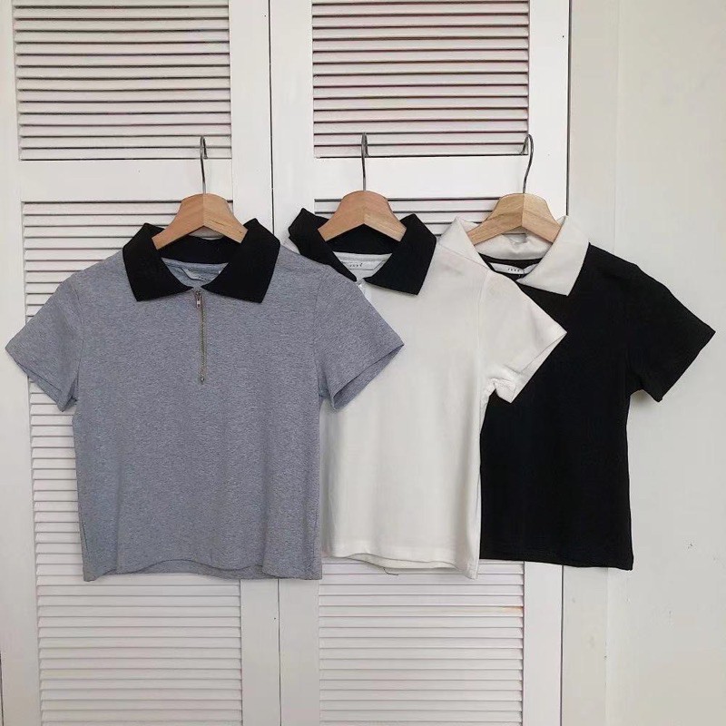 [Mã WASKT304 giảm 15% tối đa 30K đơn 99K] áo polo croptop cổ khoá 2379 | BigBuy360 - bigbuy360.vn