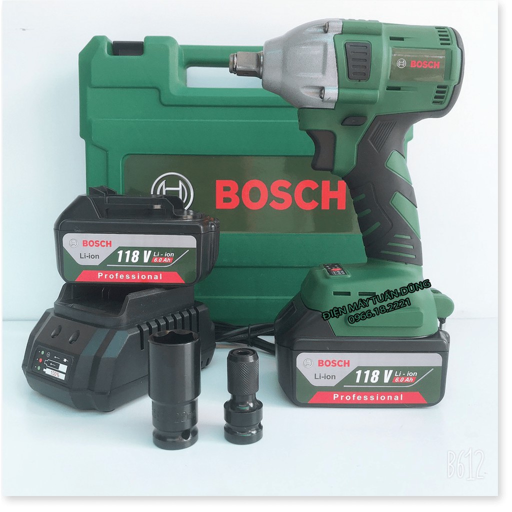 Máy siết bulong Bosch 118V 2 pin đầu 2 trong 1 100% dây đồng không chổi than Kèm đầu chuyển vít