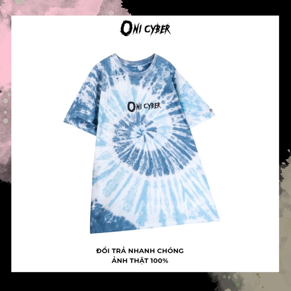 Áo thun unisex loang xoắn ốc Oni Cyber chất liệu cao cấp, áo phông loang màu xanh da trời freesize local brand ONI20