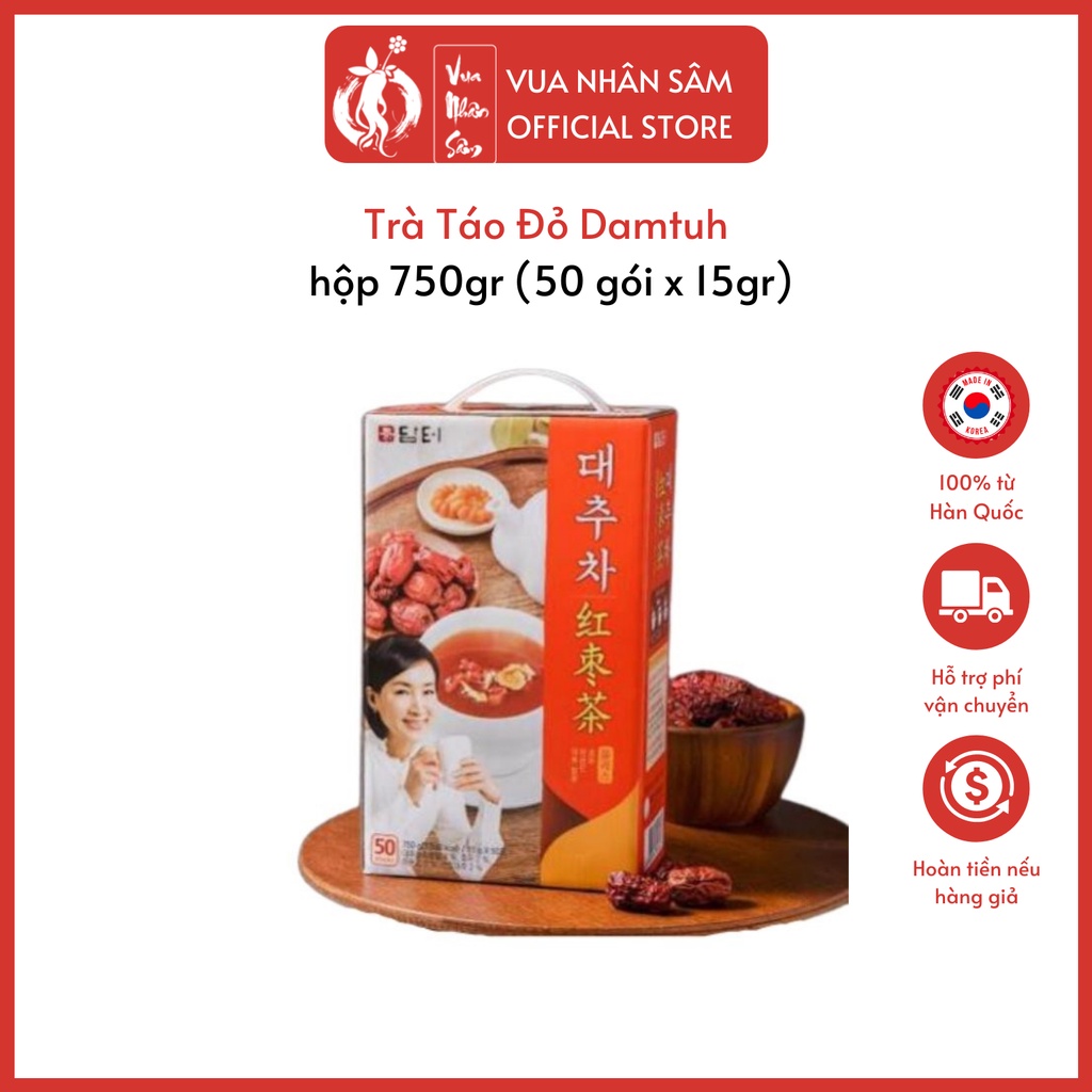 Trà Táo Đỏ Plus Damtuh Hàn Quốc Hộp 750gr (50 gói x 15gr) - - Vua Nhân Sâm Hàn Quốc